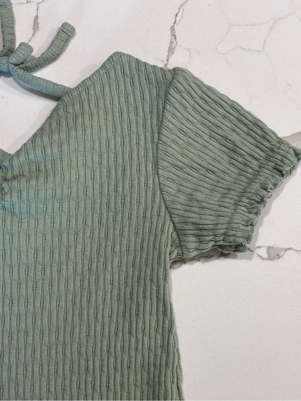 OshKosh B’Gosh Light Sage Ribbed Short Sleeve Summer Casual Top Toddler Girls 3T